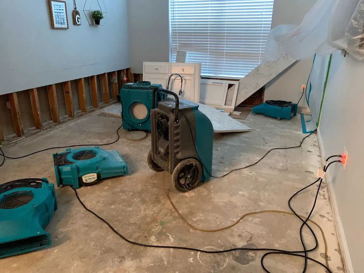 Dehumidifier in flood-cut room for Water Extraction & Removal in Louisville